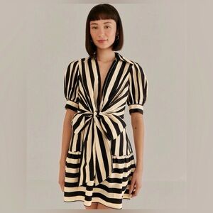 FARM Rio Mixed Stripes Short Sleeve Mini Dress